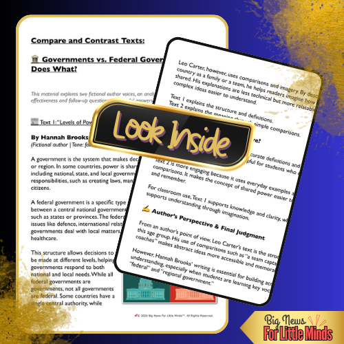 Governments vs. Federal Government: Who Does What? Compare & Contrast x2 Texts!