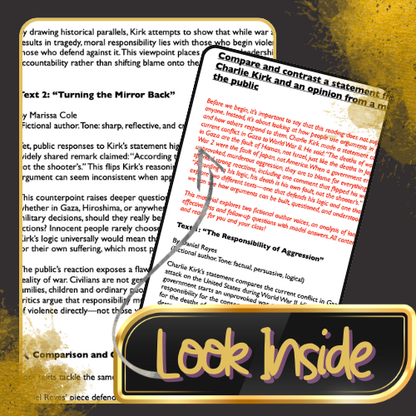 Compare & Contrast: Charlie Kirk vs. Public on war in Gaza & WW2 Worksheet included!