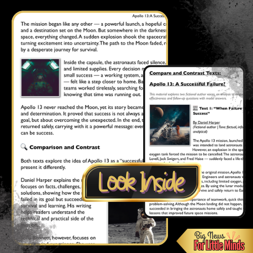 Was Apollo 13 A Successful Failure? Compare & Contrast Texts, Worksheet & Answers!