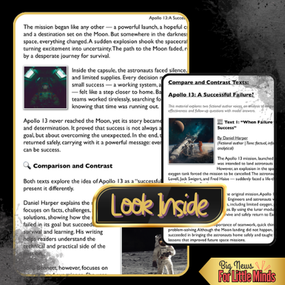Was Apollo 13 A Successful Failure? Compare & Contrast Texts, Worksheet & Answers!