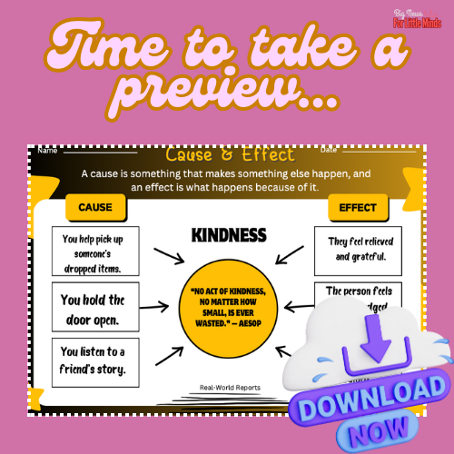 Kindness Cause & Effect with Inspirational Quotes and FREE Writing Activity