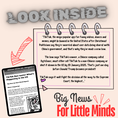 US TikTok Ban: What was the Big Fuss? Kids Article Package & FREE Worksheets