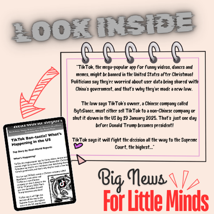 US TikTok Ban: What was the Big Fuss? Kids Article Package & FREE Worksheets
