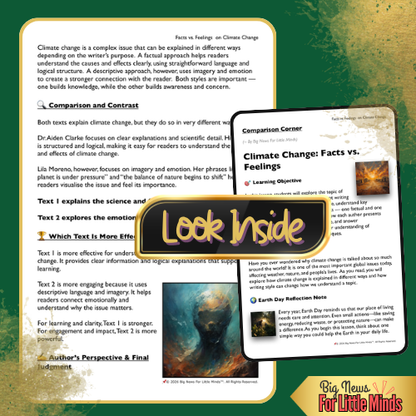 Earth Day Reflection: Compare & Contrast Climate Change: Facts vs Feelings (Package)
