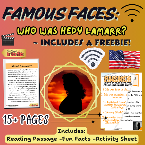 Who Was Hedy Lamarr? Hollywood Star & Wi-Fi Pioneer Women's History Month Pack