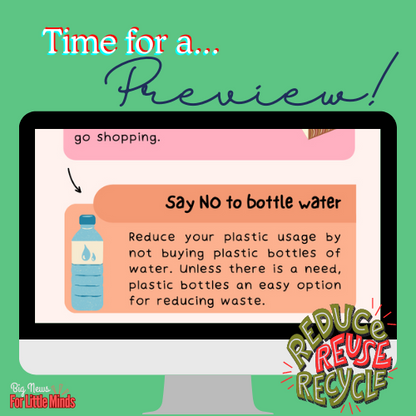 Earth Day Poster: 4 Ways to Reduce Plastic: Reduce, Reuse, Refuse & Recycle