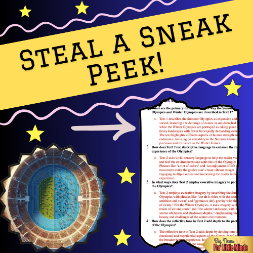 Compare & Contrast Two Texts: Summer Olympics vs. Winter Olympics with Worksheet
