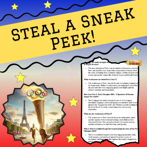Paris Olympics English Worksheet: Tone, Style & Perspective: Compare & Contrast Lesson!