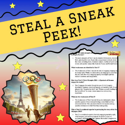 Paris Olympics English Worksheet: Tone, Style & Perspective: Compare & Contrast Lesson!