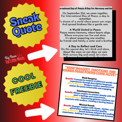 International Day of Peace Poem with FREEBIE Poetry Points & Extras X2 Pages!