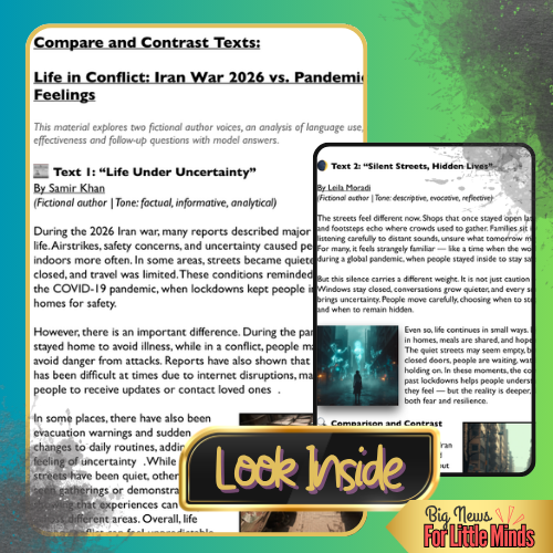 Iran War 2026 vs Pandemic Life: Compare, Contrast & Analysis on Texts & Worksheet!