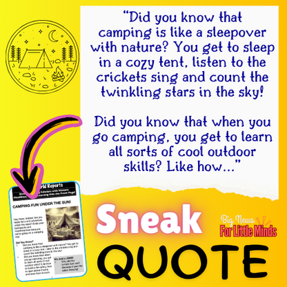 National Camping Month: Fun Under the Sun Article for Kids (Mini) & Freebies!