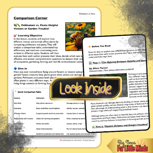 Pollinators vs. Pests: Helpful Visitors / Garden Trouble? Comparing Texts: Pollinator Week
