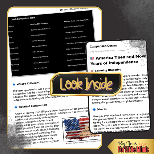 2 Texts 1 Nation, America at 250, Compare & Contrast Pack, 30 Questions & Answers!