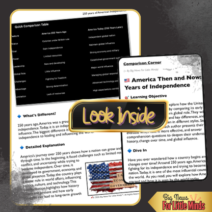 2 Texts 1 Nation, America at 250, Compare & Contrast Pack, 30 Questions & Answers!