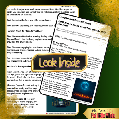 Earth Day vs. Earth Hour: Compare and Contrast Action & Awareness Texts (Package)