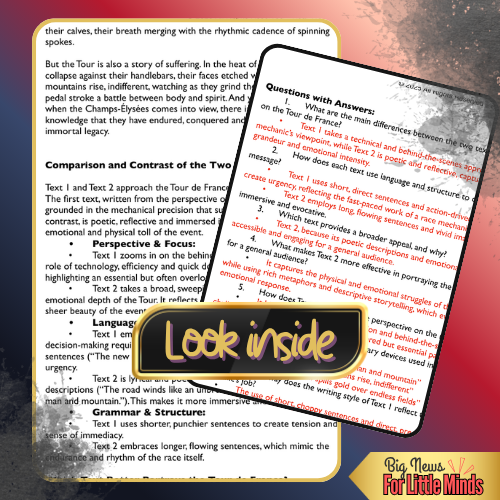 Tour de France: Compare & Contrast Texts, Author’s Point of View Lesson & Worksheet