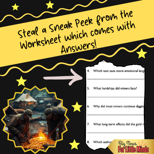 Compare & Contrast: Australian Gold Rush & The 49ers: Two Texts with Worksheet!