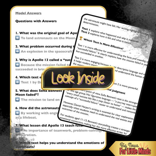 Was Apollo 13 A Successful Failure? Compare & Contrast Texts, Worksheet & Answers!