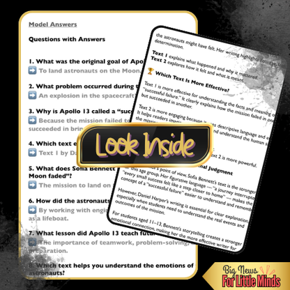 Was Apollo 13 A Successful Failure? Compare & Contrast Texts, Worksheet & Answers!
