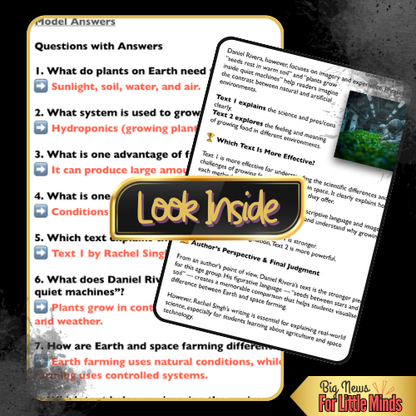 Space Farming vs. Earth Farming: Compare & Contrast Pack: Texts, Worksheet & Answers