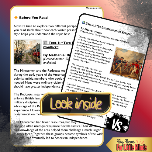 Minutemen & Redcoats: Compare & Contrast Texts & Worksheet for 4th July Lesson Plan
