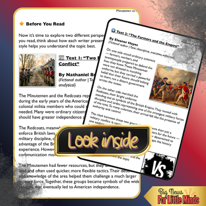 Minutemen & Redcoats: Compare & Contrast Texts & Worksheet for 4th July Lesson Plan
