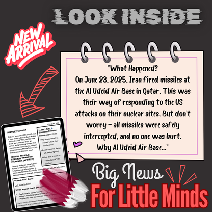 Shock Strike: Iran Attacks US Base in Middle East: Kids Article Pack & Freebies x2!