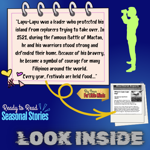 Lapu-Lapu Day on April 27th: Who Was Lapu-Lapu? Kids Article Pack with FREEBIES!