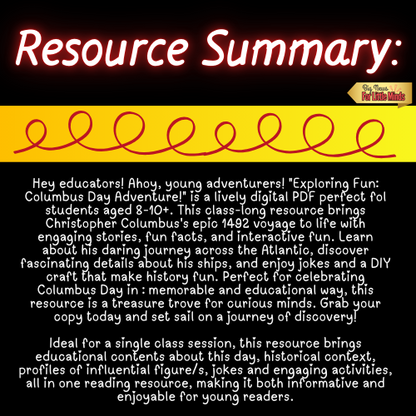 Columbus Day: Article Adventure with Fill-In Worksheet & Activities in October!