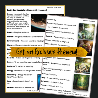 Earth Day Mini Pack: Text & Fill in the Blanks: Worksheet for Classroom Activity in April!