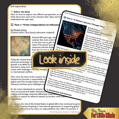 2 Texts 1 Nation, America at 250, Compare & Contrast Pack, 30 Questions & Answers!