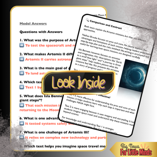 Artemis I, II & III by Nasa! Compare & Contrast Pack | Worksheets, Answers & Analysis!