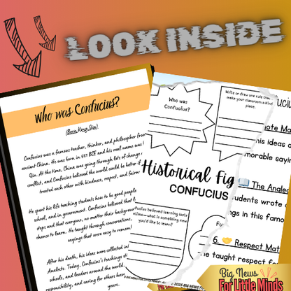 Who was Confucius (Kong Qui)? Life & Legacy Explained with Activities & Prompts! Pack