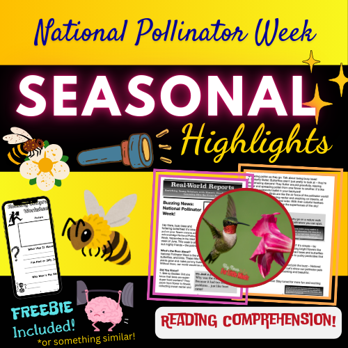 National Pollinator Week: Kids Article Package (Mini) with FREE Worksheets & Activity Idea!