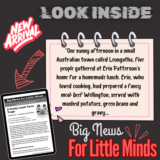 Mystery of the Mushroom Lunch, Australia: True Crime Stories for Kids & Freebie Worksheets