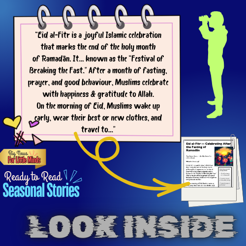 What is the Special Day Called Eid? Eid al-Fitr Revealed in Kids Article Pack & Freebies
