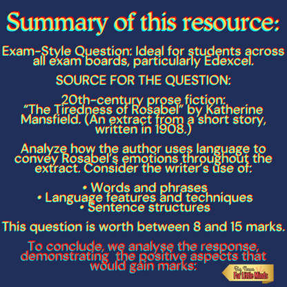 “The Tiredness of Rosabel” ELA Test Prep & GCSE English Analysis with Worksheets!