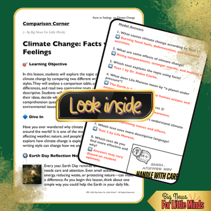Earth Day Reflection: Compare & Contrast Climate Change: Facts vs Feelings (Package)