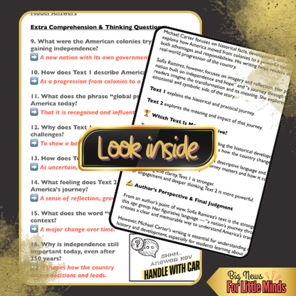 2 Texts 1 Nation, America at 250, Compare & Contrast Pack, 30 Questions & Answers!