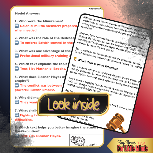Minutemen & Redcoats: Compare & Contrast Texts & Worksheet for 4th July Lesson Plan