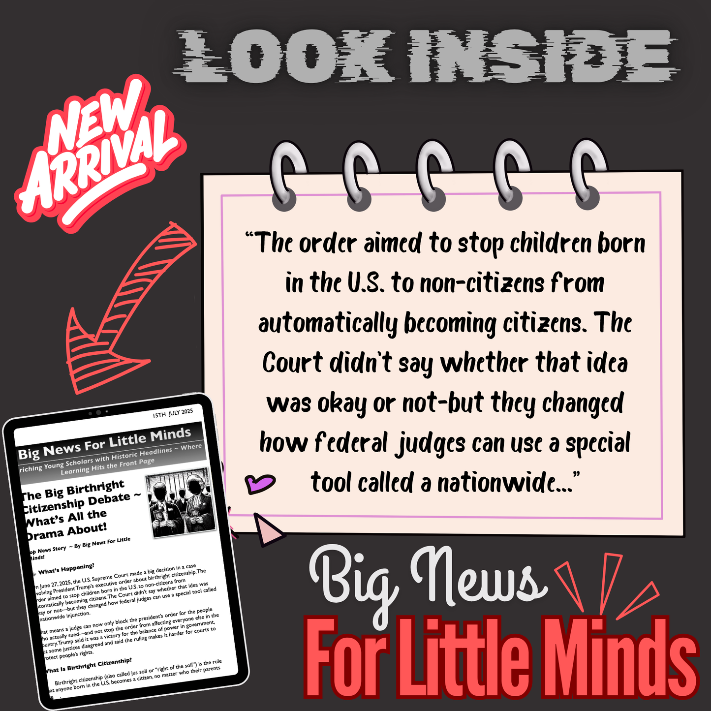 Trump’s Birthright Citizenship Order ~ Explained to Kids in Article Pack with Freebies!