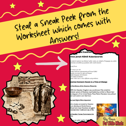 Prince Kūhiō: A Legacy of Leadership – Compare & Contrast Two Texts With Question Worksheet!