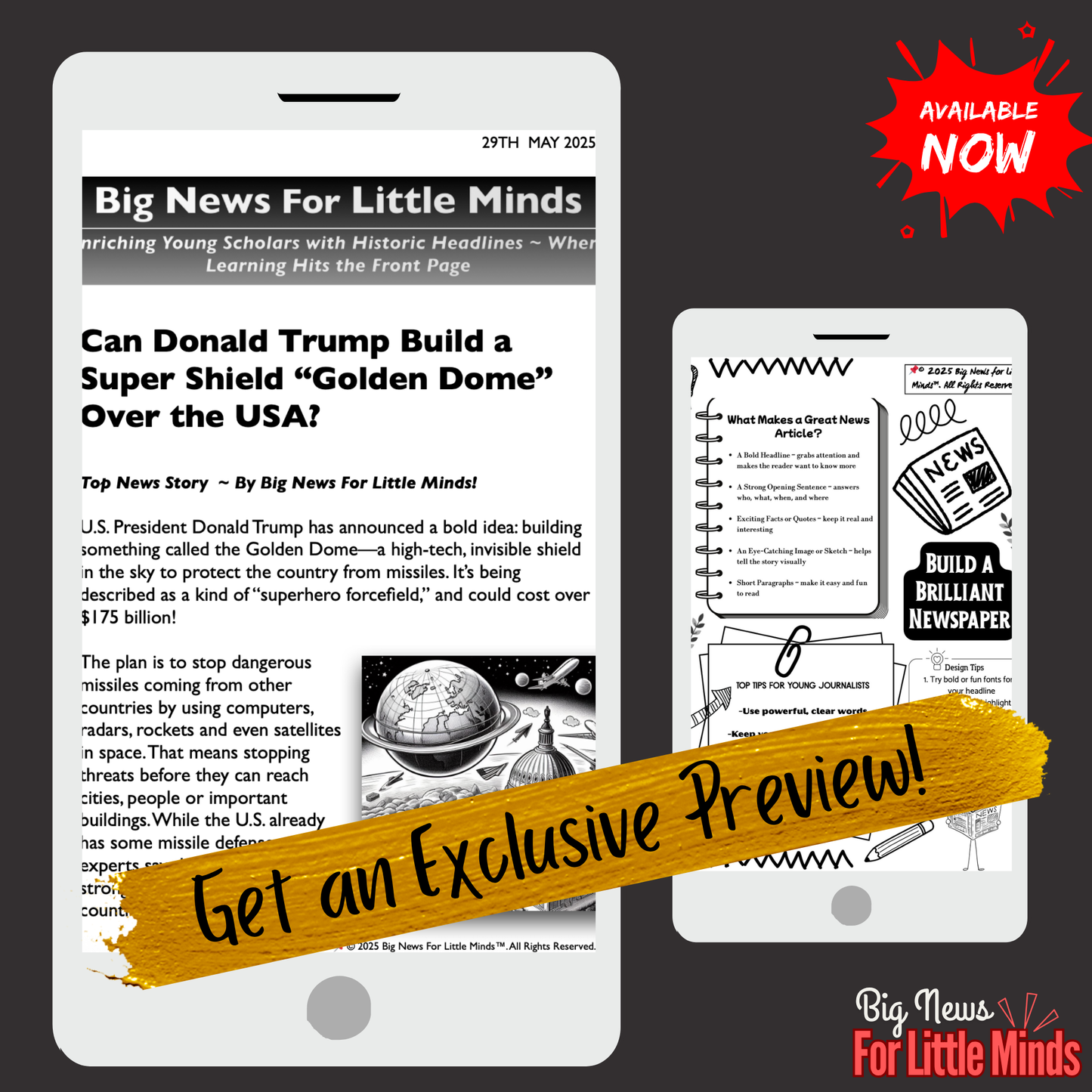 Can Donald Trump Build the ‘Golden Dome’ Over the US? Kids Article Pack & Freebies x2 to Fill-in!