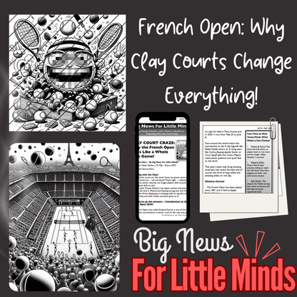 Clay Court Challenge: What Makes the French Open Unique? Kids Article Pack & Freebies x2 Worksheets!