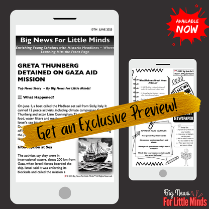 Greta’s Aid Trip to Gaza Interrupted: Kids Article Pack & FREEBIES Worksheets x2