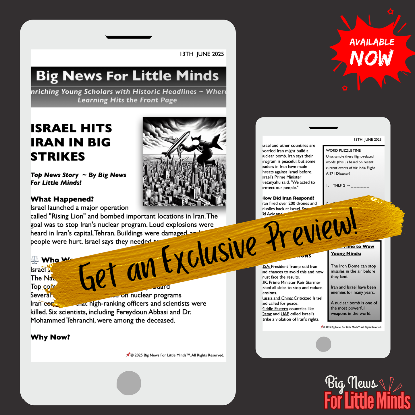 Israel Strikes Iran 2025: Big Blasts, War Warnings in Kids Article Pack with Freebies to Complete!