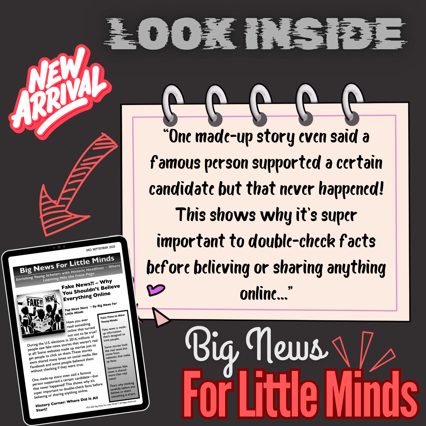 Fake News Alert: Think Before You Click! Kids Article Package with Freebie Worksheets