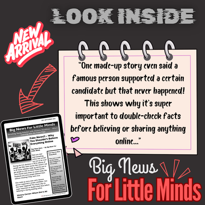 Fake News Alert: Think Before You Click! Kids Article Package with Freebie Worksheets