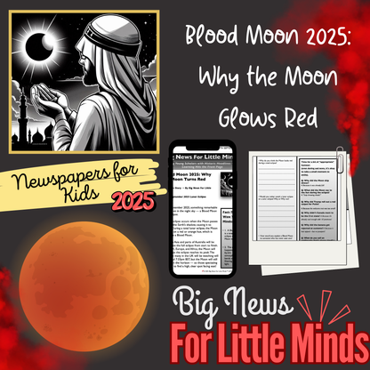 Blood Moon 2025: Meaning of the Red Glow in Kids' Article Pack & Freebie Worksheets